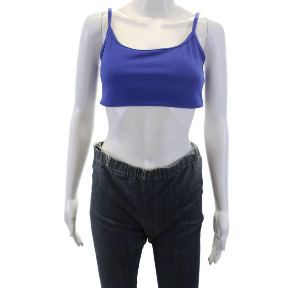 The Upside Womens Carnaby Hutton Scoop Neck Sports Bra Blue Size Large